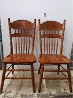 Lot of 2 Oak Pressback Dining Chairs