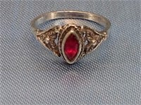 Sterling Silver Red Marquise Spinel Ring