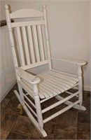 White Wooden Patio Rocking Chair - A