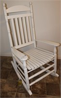 White Wooden Patio Rocking Chair - B