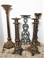 Brass and Metal Pillar Candle Holders
