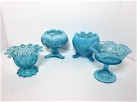 Blue Opalescent Short Vases