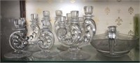 Glass Candle Holders and Bowl
