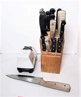 Assortment of Knives in Wood Block