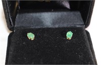 10k Gold Green Gemstone Stud Earrings