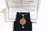 Turquoise Sterling Necklace w/ 1907 Indian Head