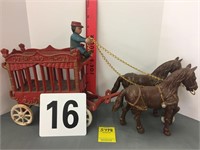 VINTAGE CAST IRON OVERLAND CIRCUS WAGON