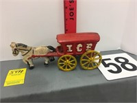 VINTAGE CAST IRON ICE WAGON W/HORSE