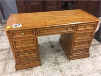 OAK DESK W/ DOVETAIL DRAWERS. 54X24X30