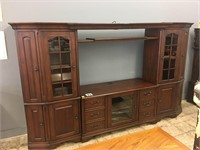 CHERRY WOOD ENTERTAINMENT CENTER. 124X24X75