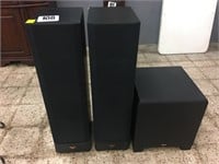 SET OF 3 KLIPSCH SPEAKERS. 2 TALL AND SUBWOOFER