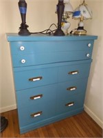 4 Drawer Blue Dresser 36” w x18” D x 43” T