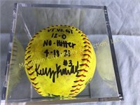 Autographed Game Ball from Keely's No Hitter 4-18
