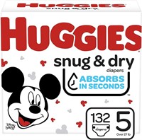 HUGGIES Snug & Dry Baby Diapers, Size 5 132/CT