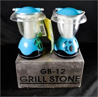 NEW BBQ GRILL STONE & 2 GARDEN BACKYARD LAMPS