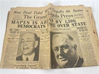 Antique 1945 Roosevelt New Deal Newspaper