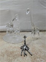 3 Giraffe Figures (2 Glass 1 Pewter)