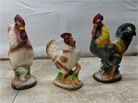 Lot of 3 Ceramic Roosters