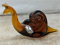 Pilgrim Glass Vintage Amber Snail Paperweight