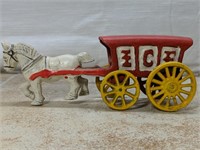 Vintage Cast Iron Horse & Ice Wagon
