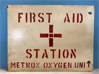WW II Metal First Aid Station Double Sided Sign