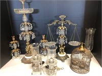 Decorative Brass & Glass with Prisms Lot
