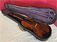 Antique Violin with Bows & Case