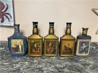 Set of five Jim Beam decorative bottles