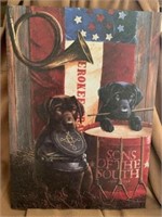 Sons of the South Black Lab Puppies Metal Sign