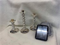 Set of three Silverplated Candle Sticks and four