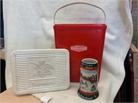 1991 Budweiser Stein and Antique Budweiser cooler