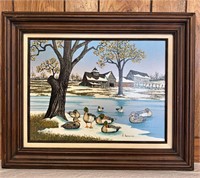 Rural Winter Duck Scene Hargrove Painting