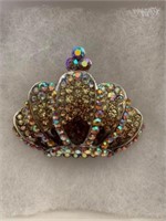 Colorful Rhinestone Crown Pin