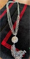 14 inch Silver Chain Necklace with Rhinestone