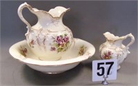 Antique Pitcher and Bowl Set  ( Pansies )