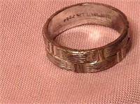 Vintage Sterling Silver Basket Weave Cigar Ring