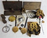 Clock Parts- Mechanisms, Pendulums, Weights