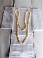 Genuine Pearls Necklace with 14k Gold Clamps