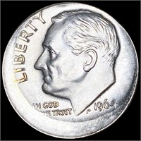1964 Roosevelt Silver Dime UNC 10% OFF-CENTER