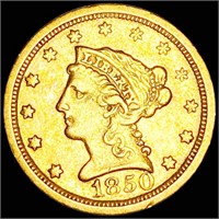 1850-O $2.50 Gold Quarter Eagle NEARLY UNC