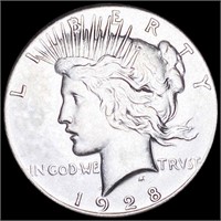 1928 Silver Peace Dollar NEARLY UNC