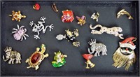 Group of  Fashion Costume Jewelry Brooches / Pins