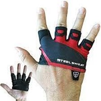 Steel Sweat Gym Gloves, Small, Red