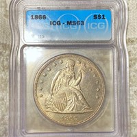 1866 Seated Liberty Dollar ICG - MS63 MOTTO