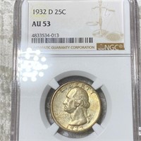 1932-D Washington Silver Quarter NGC - AU53