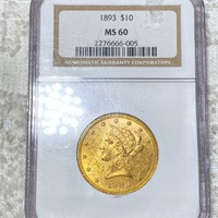 1893 $10 Gold Eagle NGC - MS60