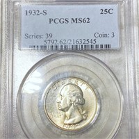 1932-S Washington Silver Quarter PCGS - MS62