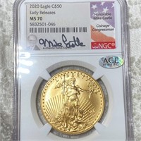 2020 $50 Gold Eagle NGC - MS70 ACE