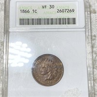 1866 Indian Head Penny ANACS - VF30
