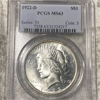 1922-D Silver Peace Dollar PCGS - MS63